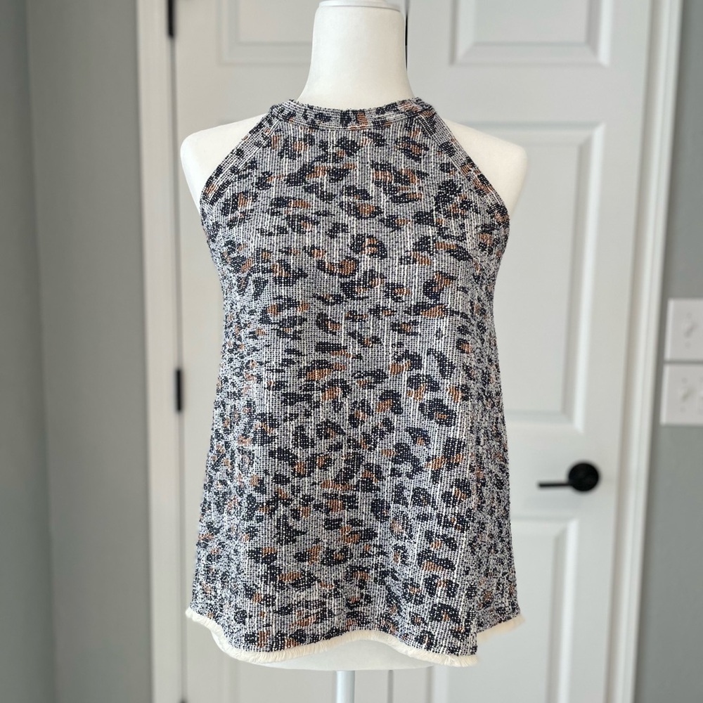EUC leopard print sleeveless top - made in the USA!